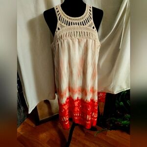 Charming Charlie Crochet Trim Sleeveless Dress Size L. Pre-Owned Excellent Cond.